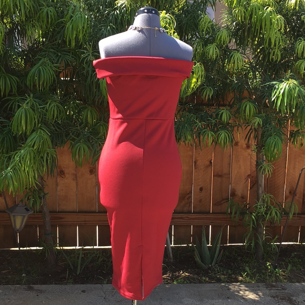 Red wine Bardot dress 3 - Picture 4 of 4